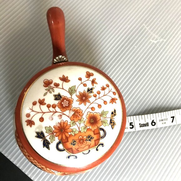 Vintage Japanese Ashtray Porcelain Hinged Lidded  With Handle 7" - Picture 8 of 10